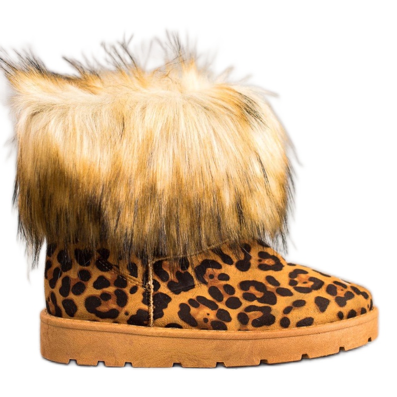 SHELOVET Mukluki con stampa leopardata in pelliccia marrone multicolore