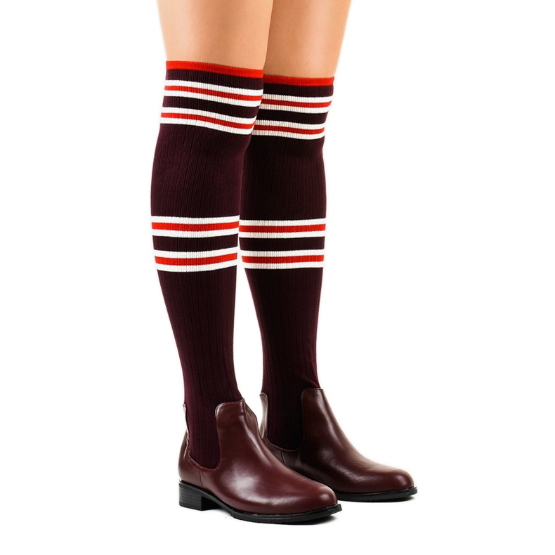 Calzino per stivali da moschettiere marrone FD-69 rosso