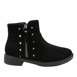 Stivali piatti da donna neri con pelliccia CH-26 nero