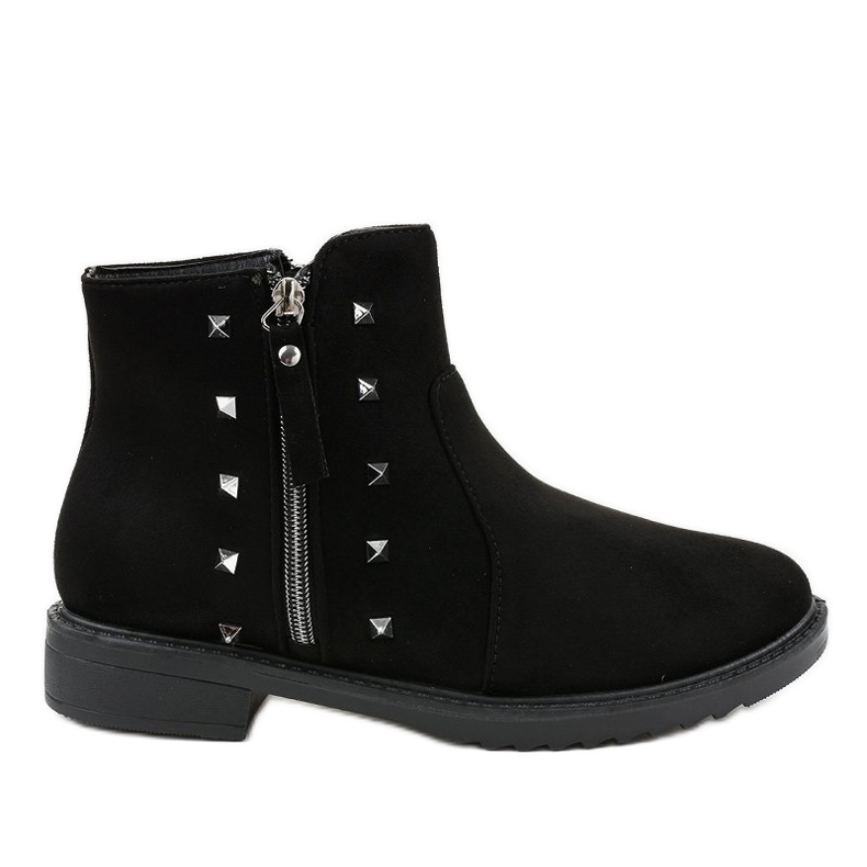 Stivali piatti da donna neri con pelliccia CH-26 nero
