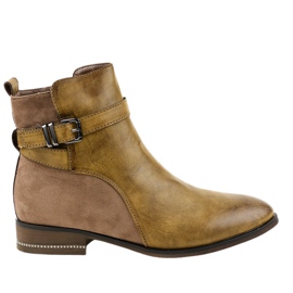 Stivali kaki con tacco piatto e fibbia 3332 cachi