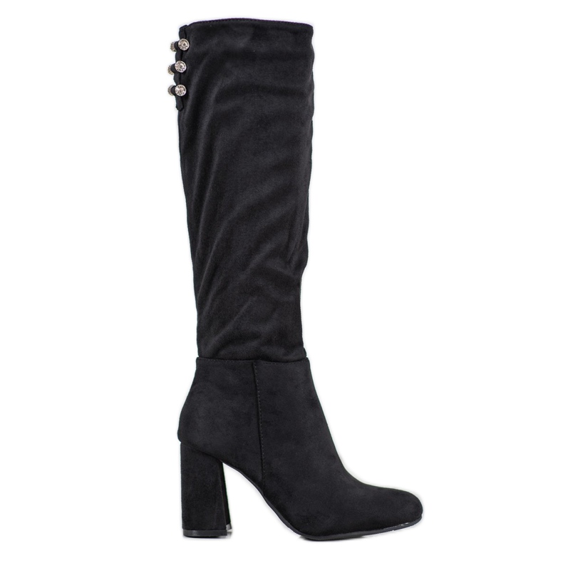 SHELOVET Stivali Scamosciati Con Cubic Zirconia nero