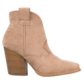 Bella Paris Stivali da cowboy in pelle scamosciata sul pilastro beige