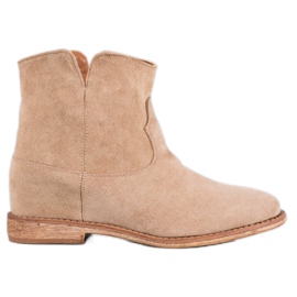 Bella Paris Stivali da cowboy in pelle scamosciata beige