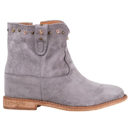 Bella Paris Stivali texani in camoscio con jet grigio