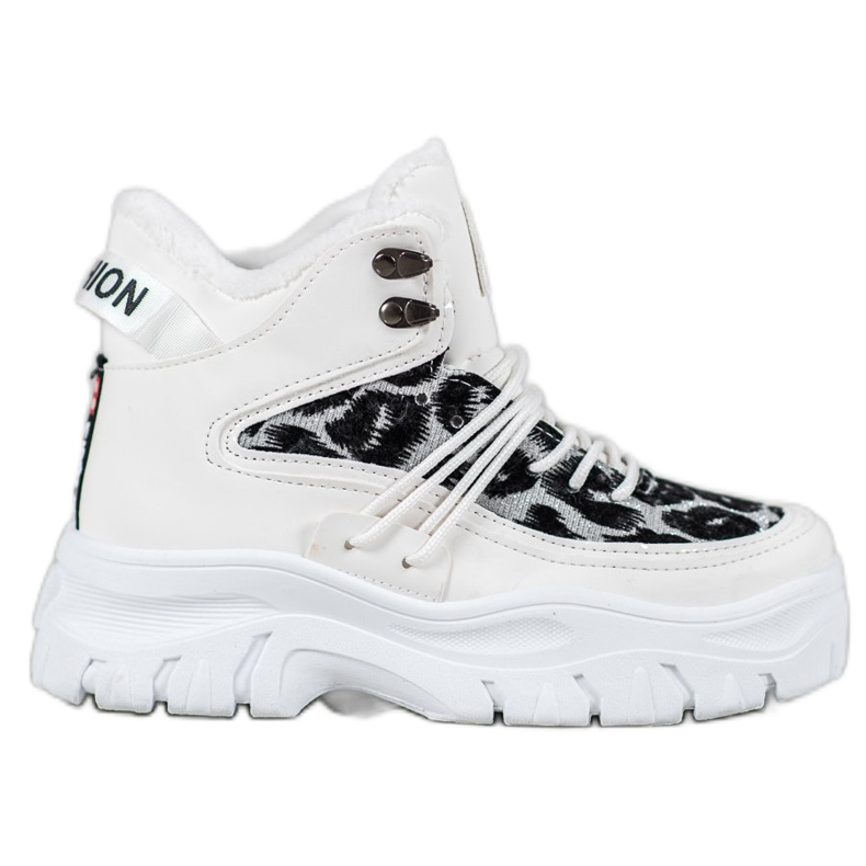 SHELOVET Sneakers con stampa leopardata bianca