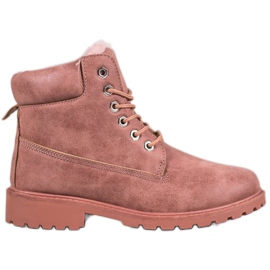 SHELOVET Trappers rosa con pelliccia