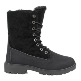 SHELOVET Trappers neri con pelliccia nero