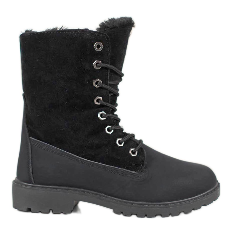 SHELOVET Trappers neri con pelliccia nero