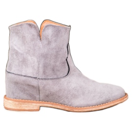Bella Paris Stivali da cowboy in pelle scamosciata grigio