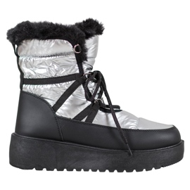 Bella Paris Stivali da neve alla moda d'argento grigio