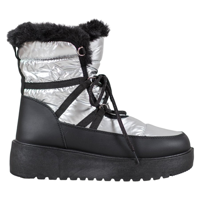 Bella Paris Stivali da neve alla moda d'argento grigio
