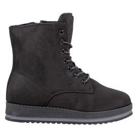 SHELOVET Trapper in pelle scamosciata sulla piattaforma nero