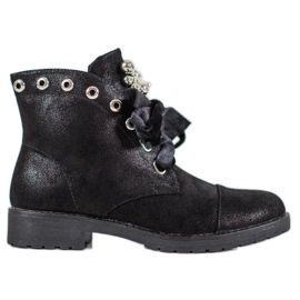 Bella Paris Stivali Con Un Fiocco Decorativo nero