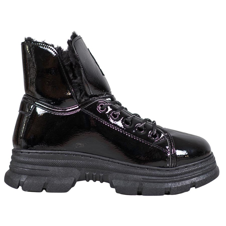 Bella Paris Sneakers in ecopelle laccata nero