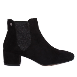 Stivaletti Chelsea neri con tacco largo B-6858 Black nero
