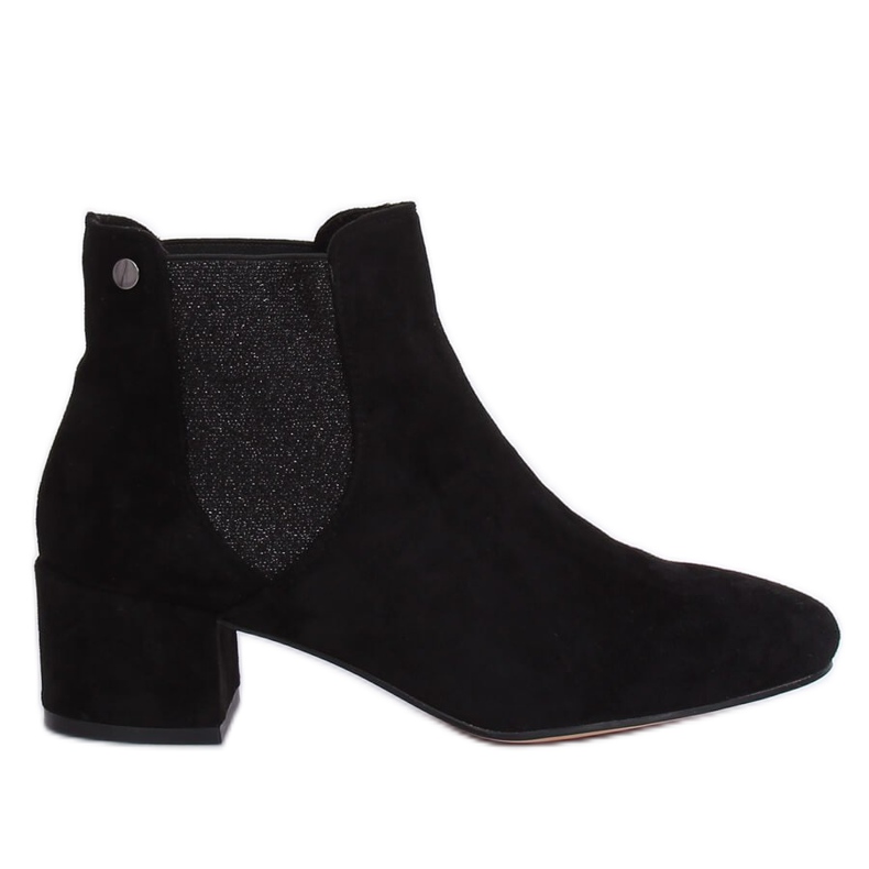 Stivaletti Chelsea neri con tacco largo B-6858 Black nero