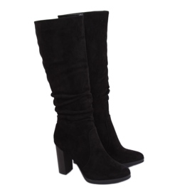 Stivali neri classici con tacco alto QQ-08 Black nero