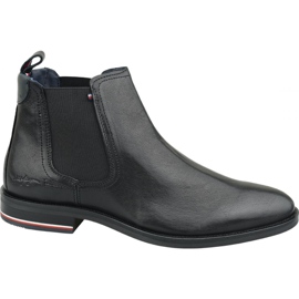 Tommy Hilfiger Signature Stivali Chelsea in pelle M FM0FM02421 990 nero
