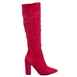 Small Swan Stivali con tacco alto in camoscio rosso