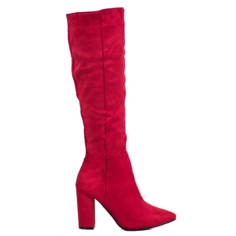 Small Swan Stivali con tacco alto in camoscio rosso