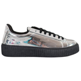 Corina Scarpe d'argento sulla piattaforma grigio