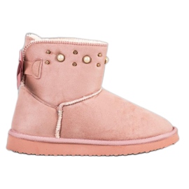 Bella Star Mukluki in pelle scamosciata con perline rosa