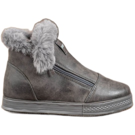 SHELOVET Stivali sportivi con pelliccia grigio