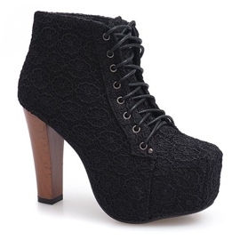Stivali in pizzo Solid On Heel K764B Nero