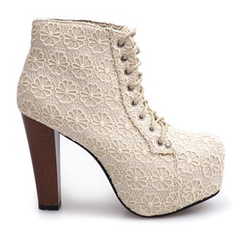 Stivali in pizzo solido sul tallone K764B Beige