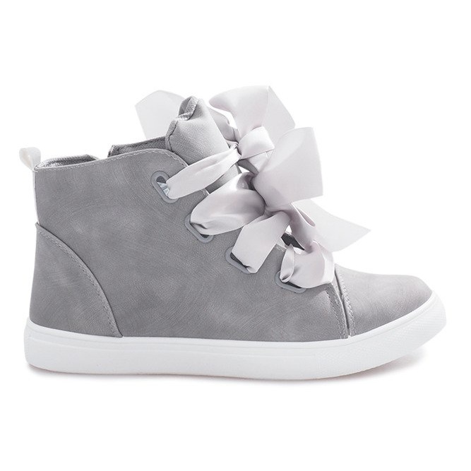 Sneakers alte grigie con fiocchi TL0148-6 grigio