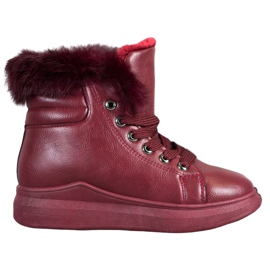 SHELOVET Stivaletti Legati Con Pelliccia rosso