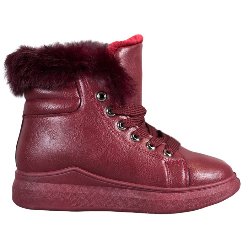 SHELOVET Stivaletti Legati Con Pelliccia rosso