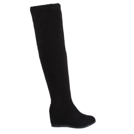 Nero PE108 Stivali neri con zeppa