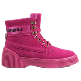 Yes Mile Stivaletti alla moda allacciati rosa