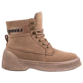 Yes Mile Stivaletti alla moda allacciati marrone
