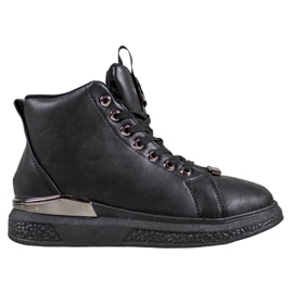 SHELOVET Stivali stringati con glitter nero