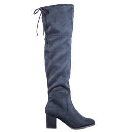 Clowse Stivali eleganti in pelle scamosciata blu
