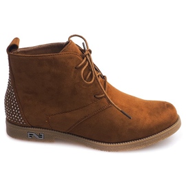 Stivali Allacciati Con Paillettes H543 Camel marrone