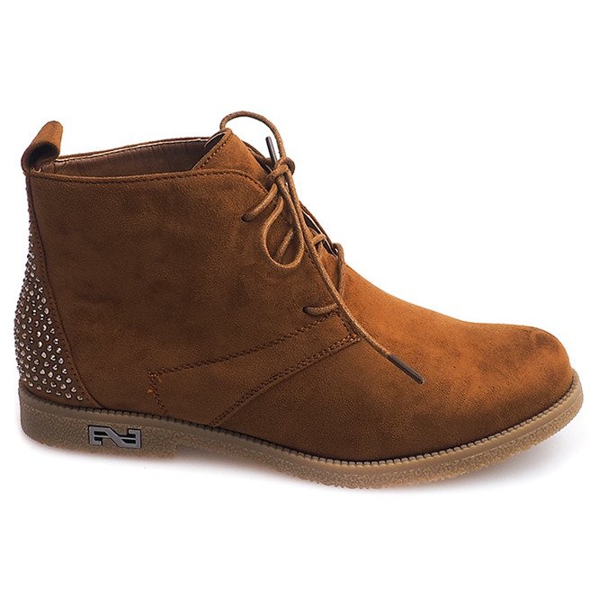 Stivali Allacciati Con Paillettes H543 Camel marrone