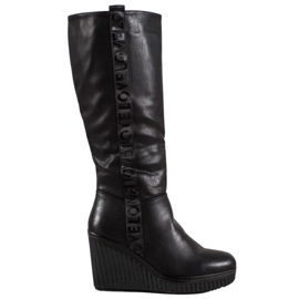 Goodin Stivali con zeppa Amore nero