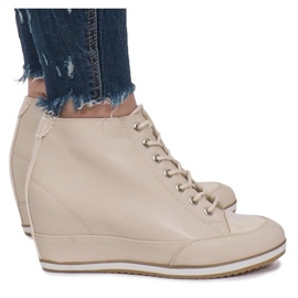 Sneakers con zeppa beige con cerniera capucine