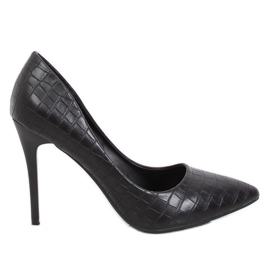 Tacchi alti da donna neri in pelle di serpente GG-81P Black nero