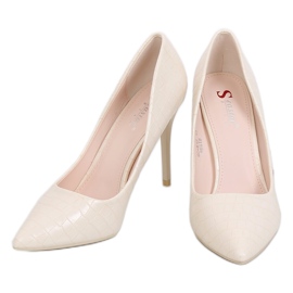 Scarpe con tacco alto da donna pelle di serpente beige GG-81P Beige