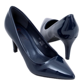 Tacchi alti da donna laccati blu navy LL-185P Blu