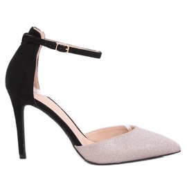 Décolleté con spilla TU127P Champagne nero rosa