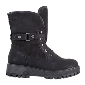 SHELOVET Stivaletti stringati con montone nero