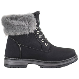 SHELOVET Trappers neri con pelliccia nero