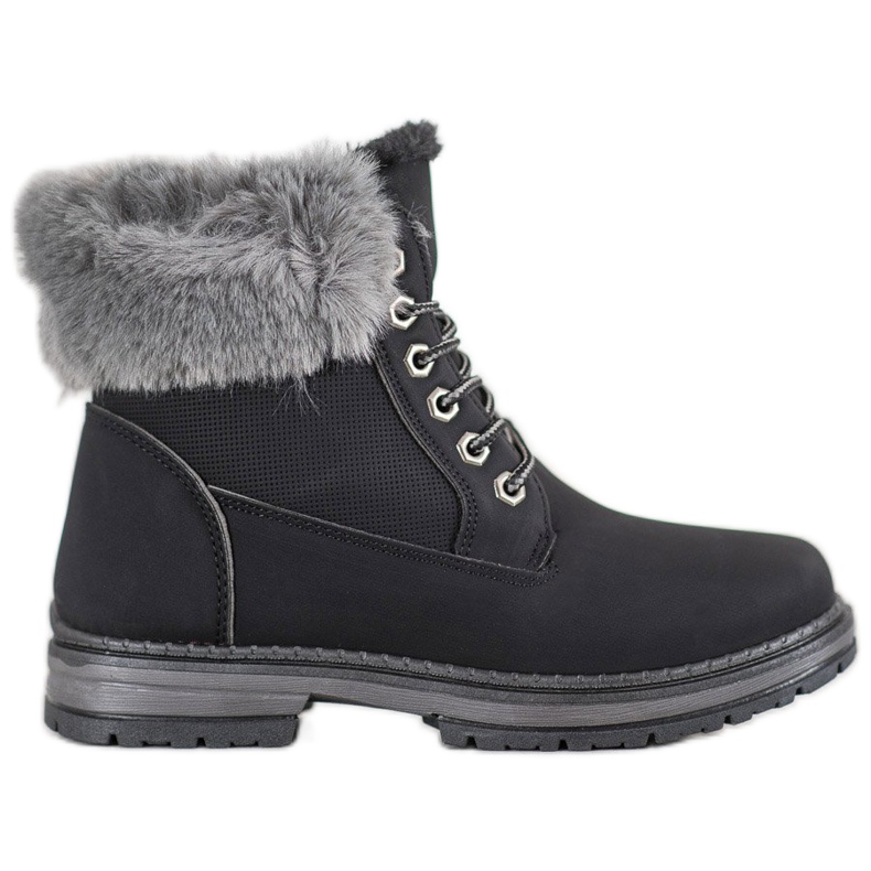 SHELOVET Trappers neri con pelliccia nero