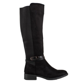 Ideal Shoes Stivali in pelle scamosciata nero